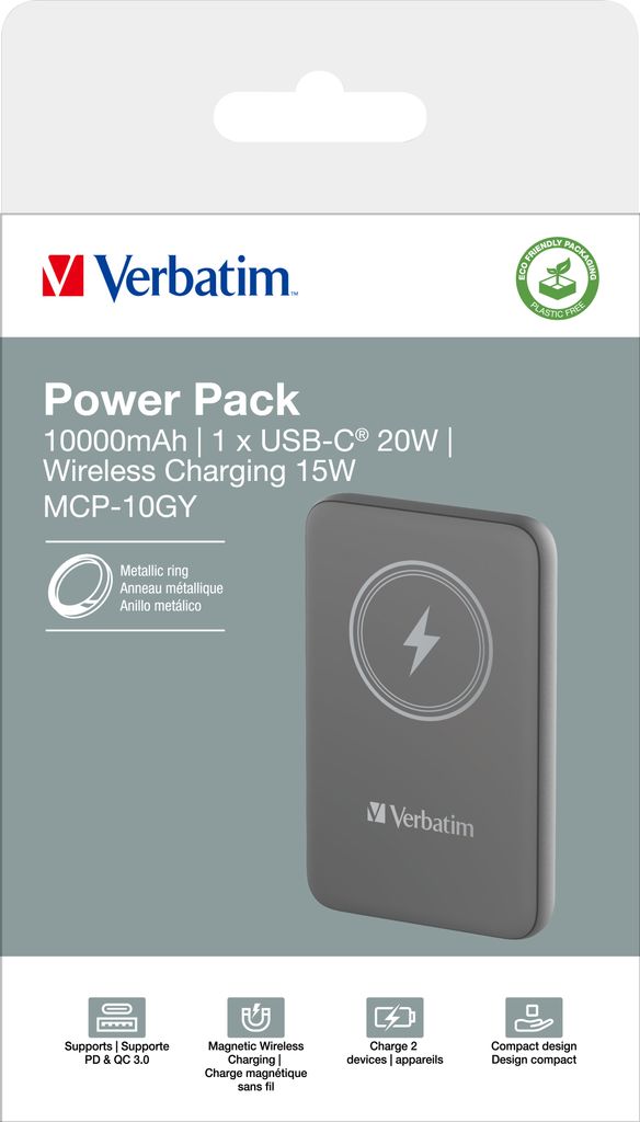 Verbatim Charge 'n' Go - Wireless Powerbank Grau Neu