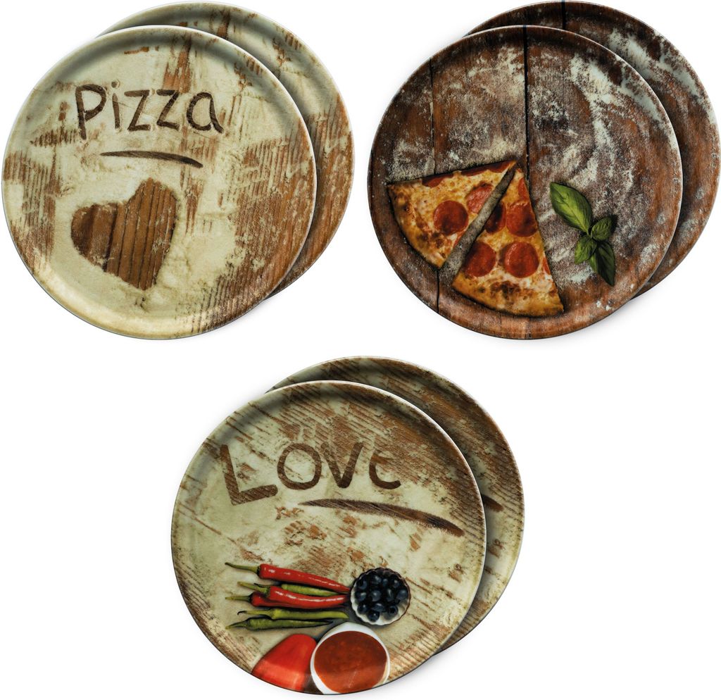 6er Set Pizzateller Oliven-, Salami- & Lieblingspizza Ø Produktbild 