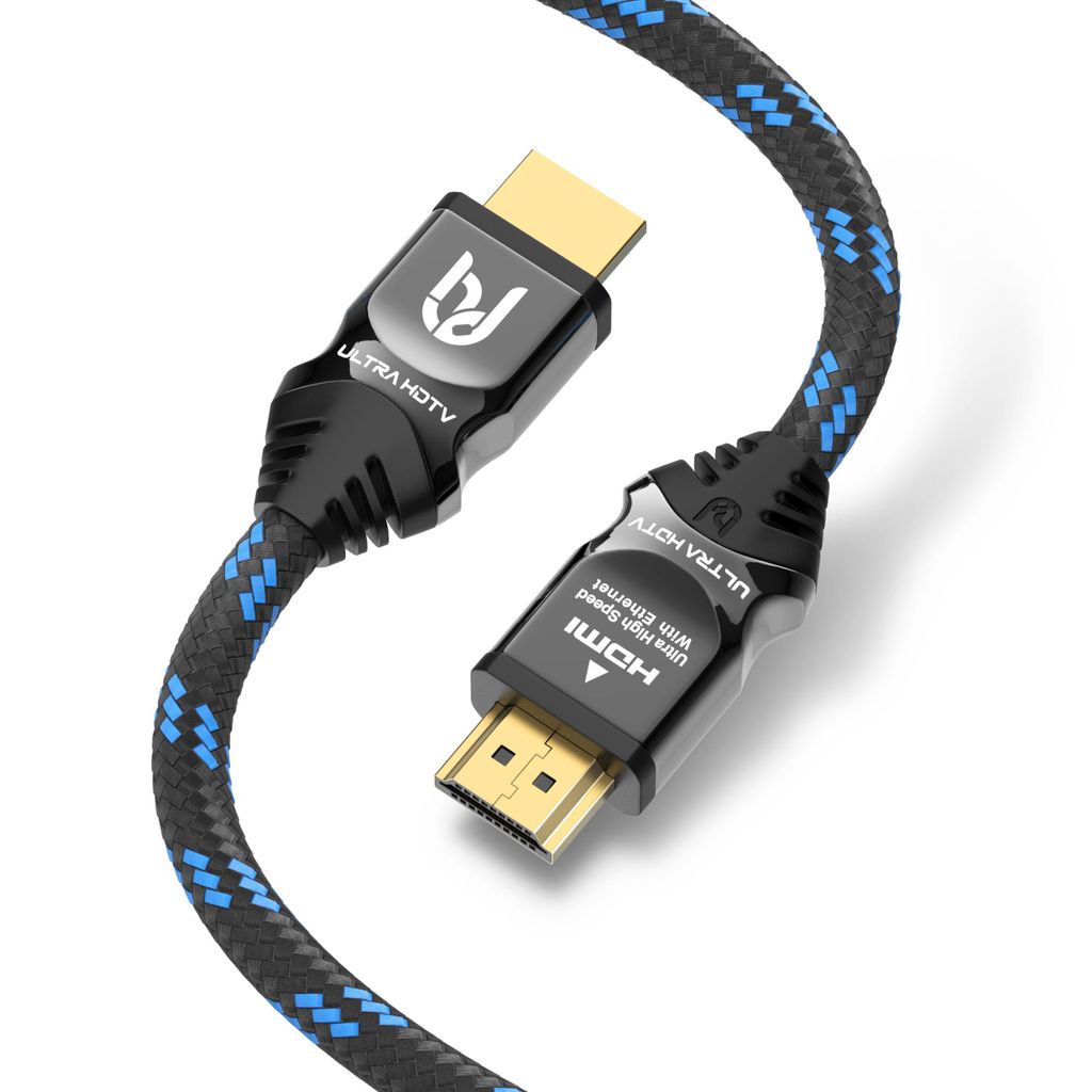 Knickschutz Nylon-Mantel kompatibel zu Blu Ray PS Xbox 1m HDTV 8K HDMI Kabel 4K@120Hz und sogar für ruckelfreies 8K@60Hz vergoldete Kontakte Premium High Speed HDMI 2.1 Kabel 48 Gbps