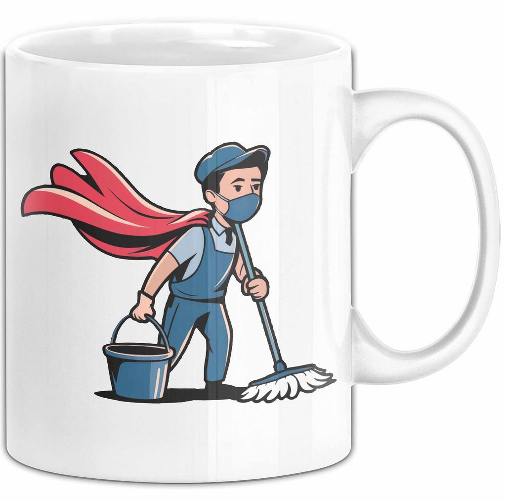 Hausmeister Tasse Geschenkidee Reinigungsheld Lustiger Geschenkidee Lustig (Weiß)