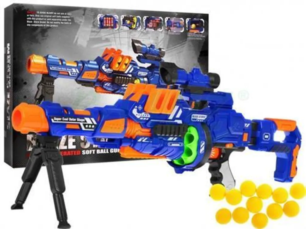 Mitrailleuse Jouet Blaze Storm Pistolet à Fléchettes Bleu avec Chargeur