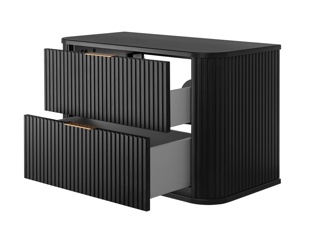 Rodan | Waschbeckunterschrank 80cm | Schwarz Matt - Holz | Produktbild 14