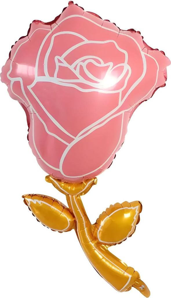 Folienballon Blume, Rose rosa gold, ca. 40 cm, für Luftbefüllung