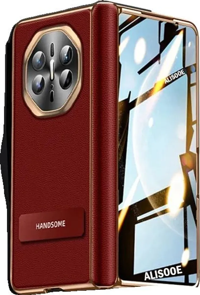 Housse Huawei Mate X6 en cuir rouge avec support et protection totale