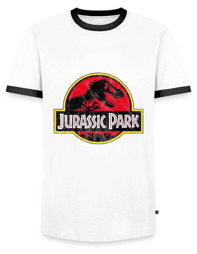 Spreadshirt Jurassic Park Klassisches Logo In Rot Mit T-Rex Produktbild 