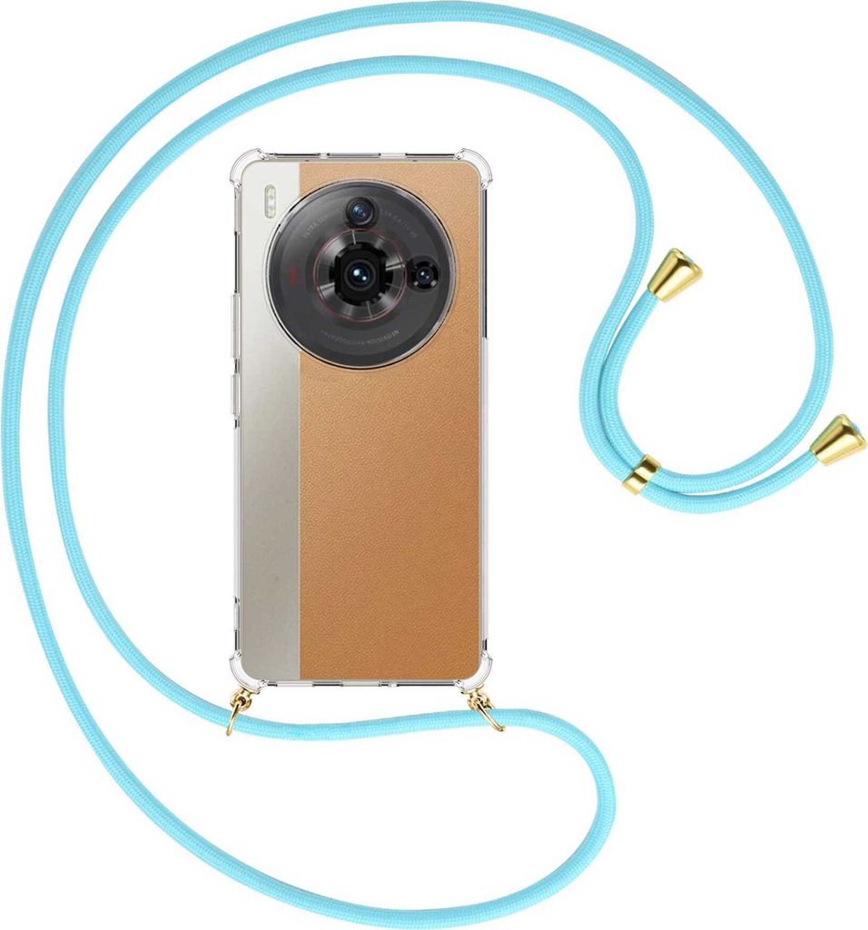 Handykette Backcover-Schutzhülle mit Band (Metall goldfarben) für ZTE nubia Z50S Pro (NX713J) - himmelblau