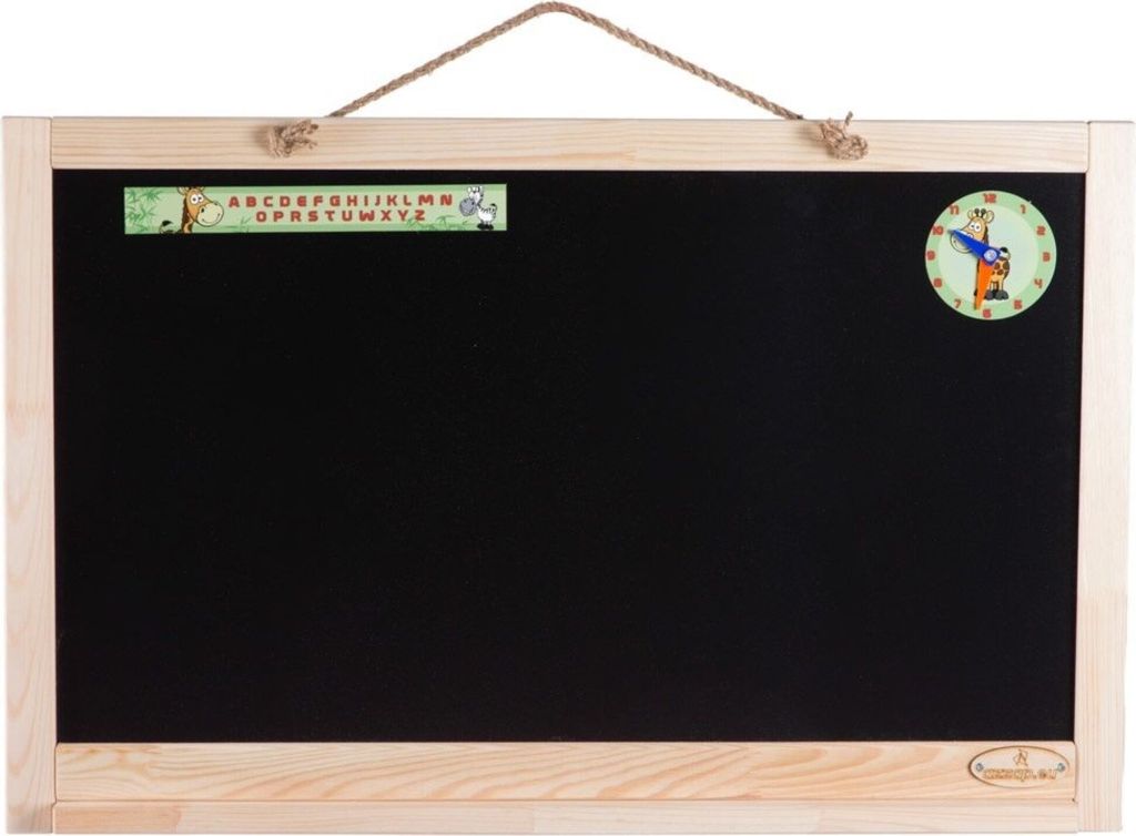 Wandtafel für Kinder aus Holz SARA6 mit Alphabet und Uhr Modern Deko