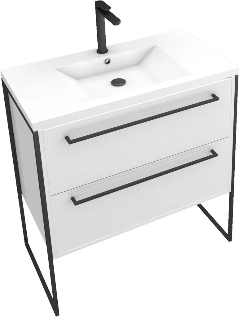 Optimiser votre rangement : meuble salle de bain 80cm Blanc à 2 tiroirs