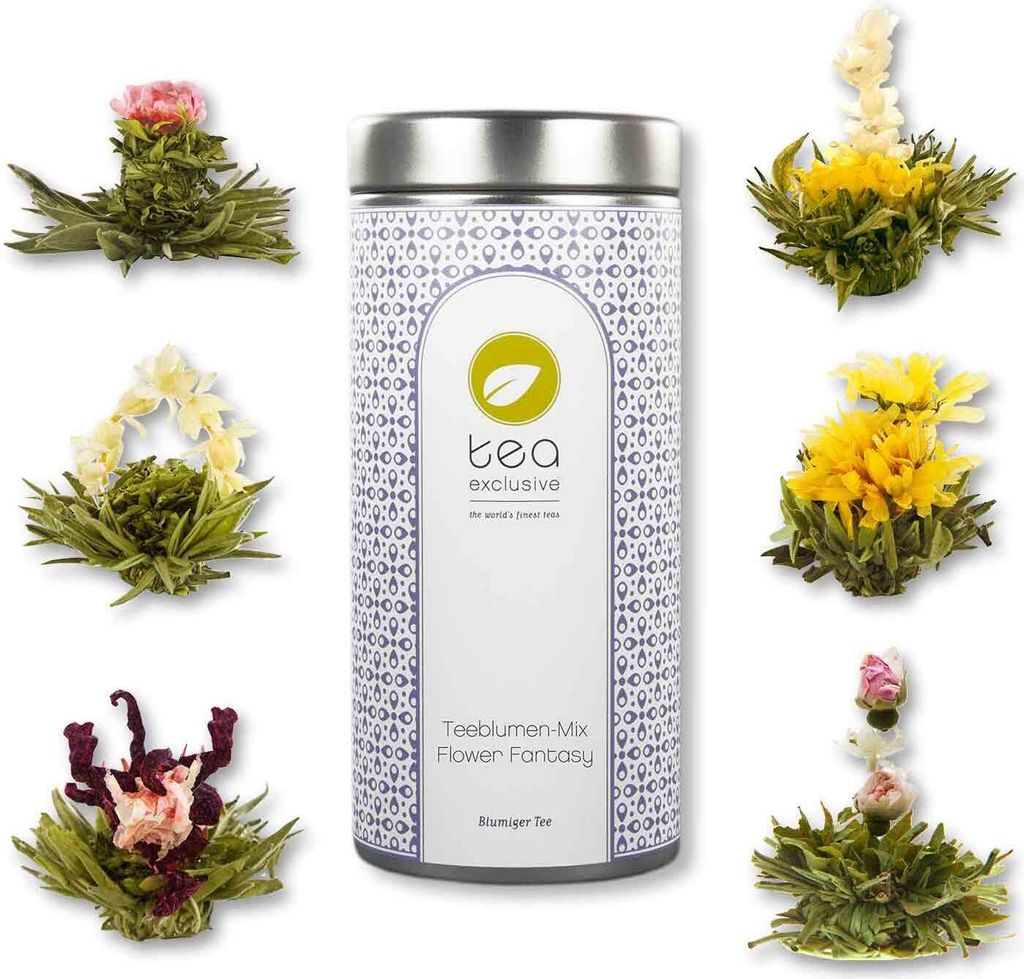 Teeblumen-Mix "Flower Fantasy", 6 Stück in Dose mit Booklet