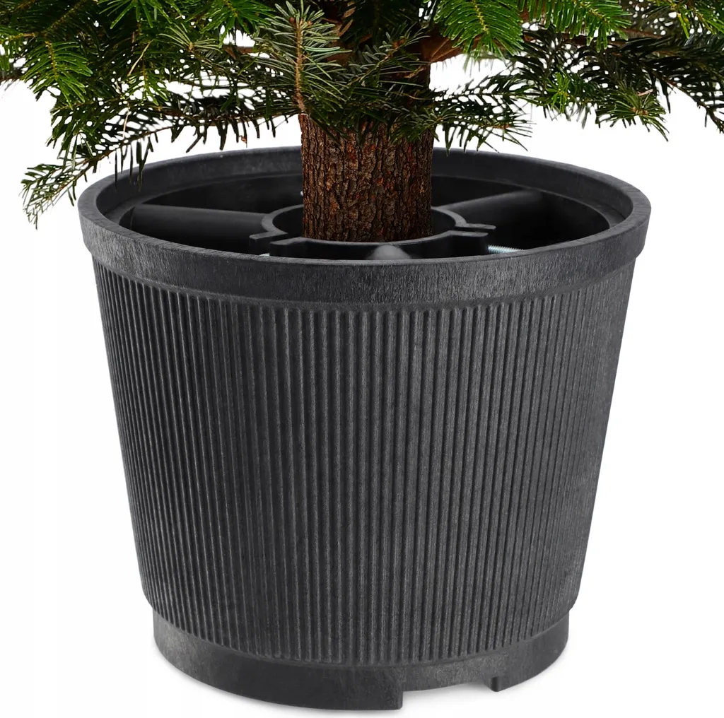 Support sapin de Noël écologique graphite KADAX stable et durable 2,5m