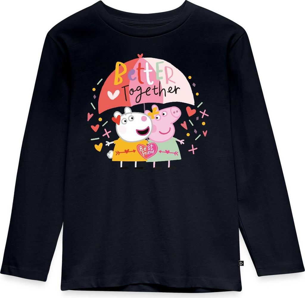 Spreadshirt Peppa Wutz Und Luzie Locke Better Together Kinder Premium Langarmshirt, 134/140 (8 Jahre), Navy