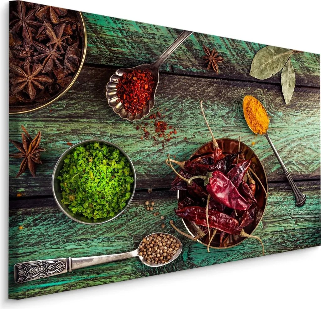 Stampa Artistica XXL 120x80 cm - Tela Premium Spezie e Peperoncino