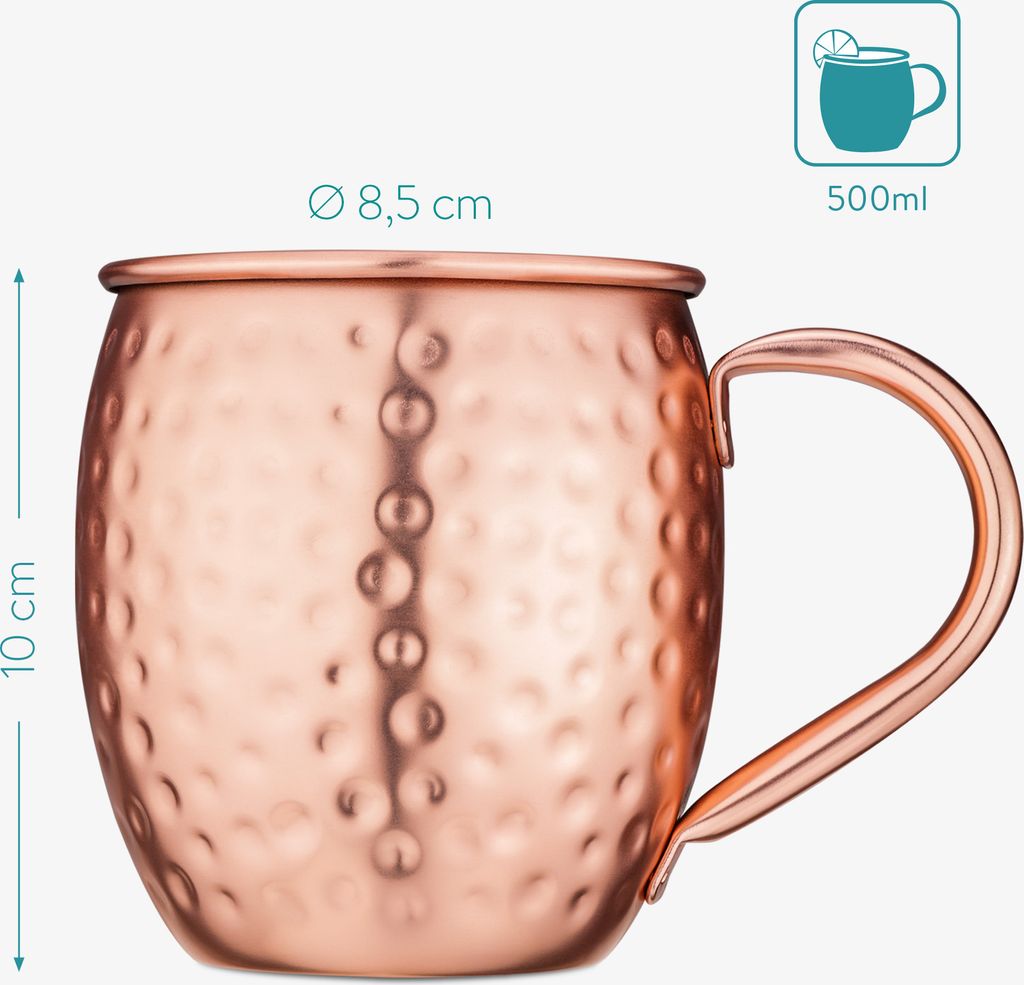 Navaris Moscow Mule Set 5 teilig - 4x Kupferbecher und 1x Produktbild 3