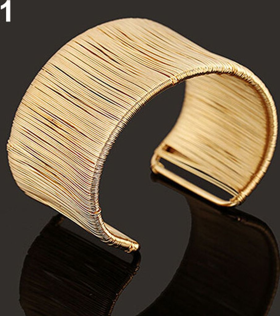 Handgefertigter Damen-Armreif mit Drahtöffnung, Punk-Gold-Silber-Legierung, Oberarmarmband-Golden