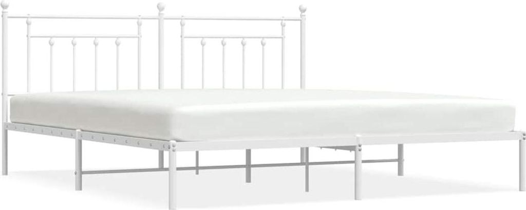 vidaXL Bettgestell mit Kopfteil Metall Weiß 193x203 cm