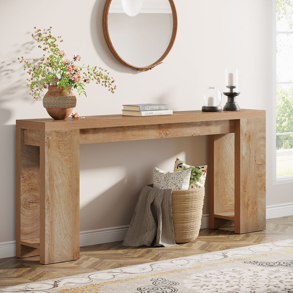 HOMCOM Consolle da Ingresso Stile Industriale con Prese di Corrente e USB, Legno e Acciaio, 100x24x75cm, Marrone | Leroy Merlin