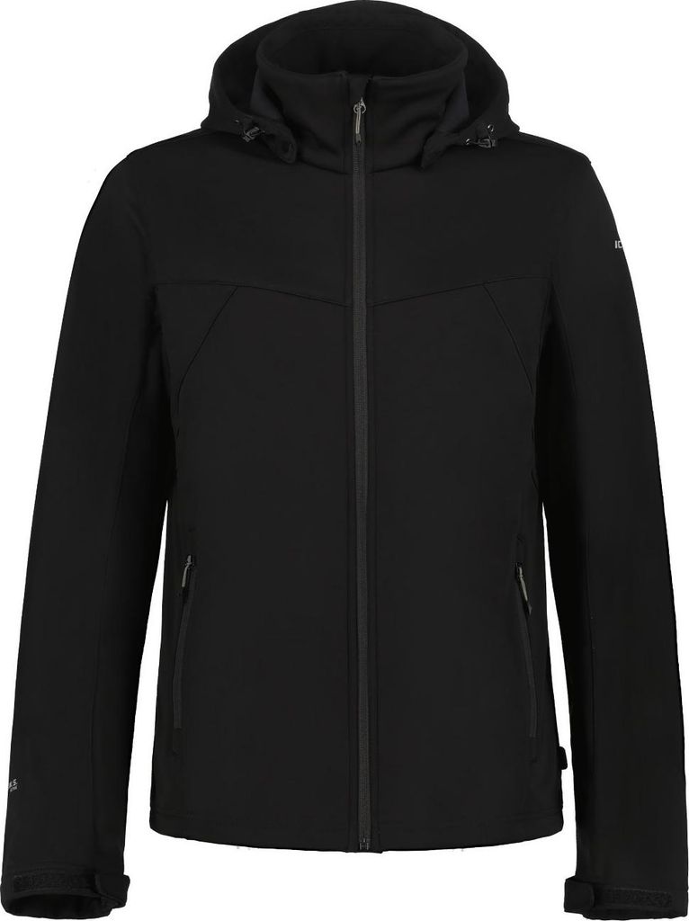 Icepeak Biggs Softshelljacke Herren mit Kapuze, Farbe:Schwarz, Größe:50