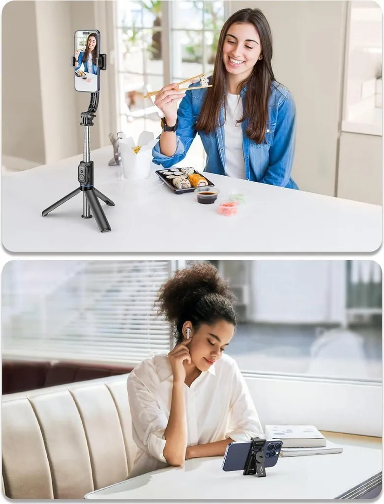 Perche Selfie Trépied Bluetooth avec Télécommande Détachable Noir - S1 - 7