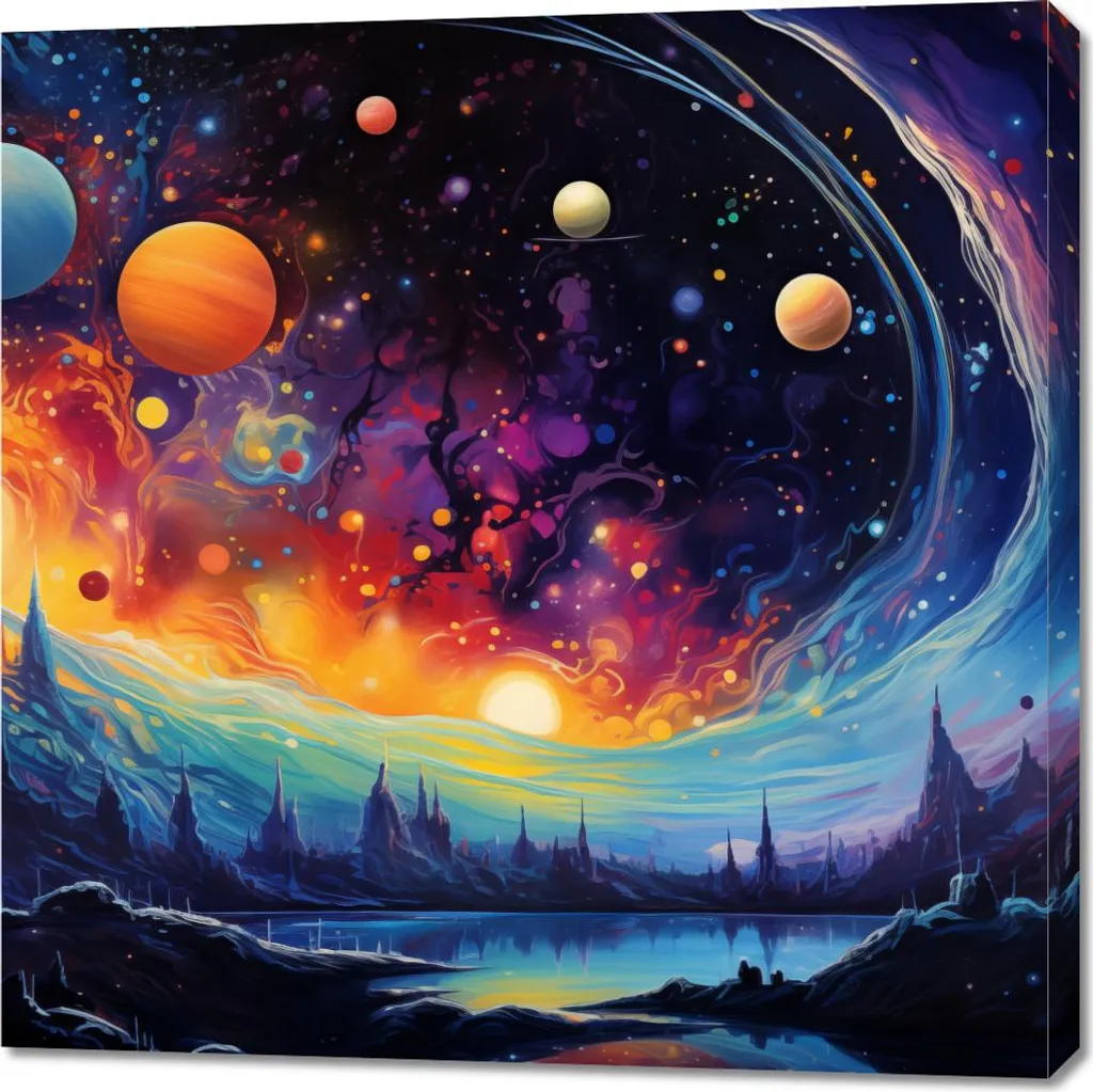 Tableau Carré Image 90 x 90 cm Orchestre Intergalactique pour Salon