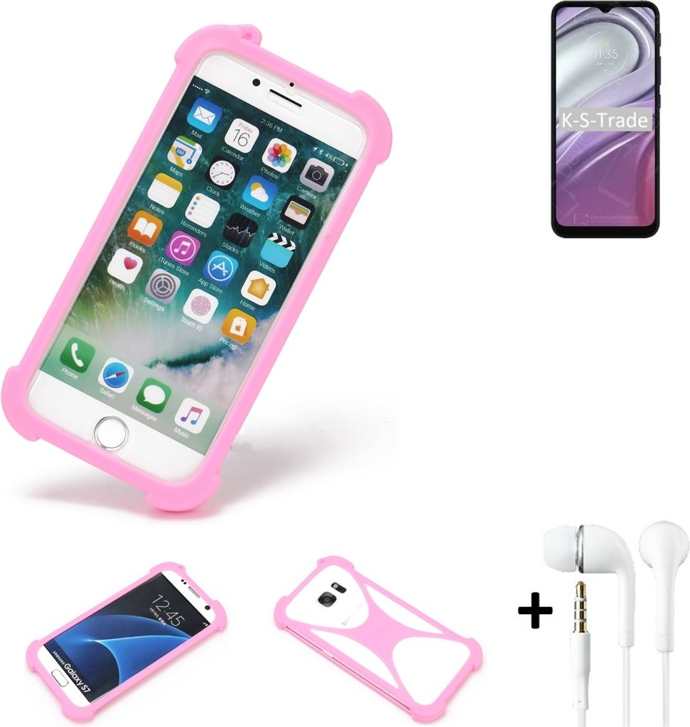 K-S-Trade Bumper + Kopfhörer kompatibel mit Motorola Moto G20 Handy Hülle Schutzhülle Silikon Schutz Hülle Cover Case Silikoncase Silikonbumper
