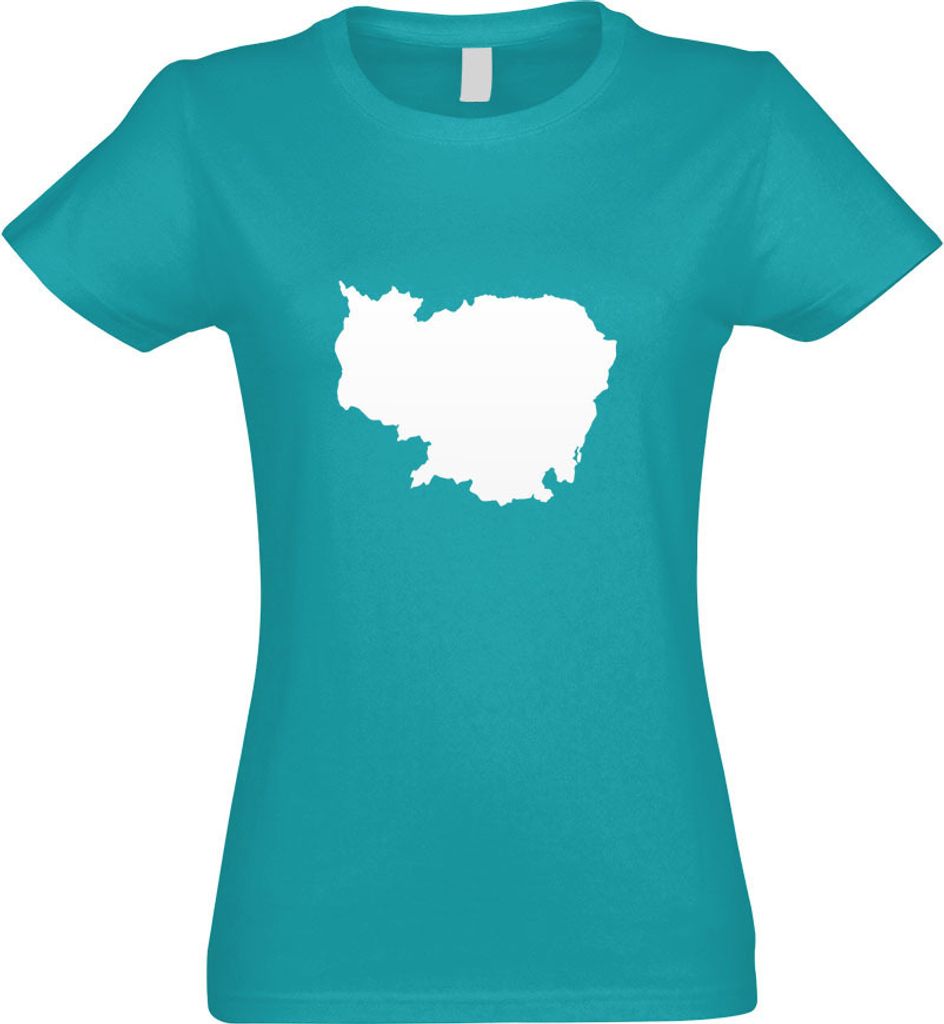 Kiwistar - T-Shirt tailliert - Damen - türkis - Kambodscha Umriss Kontur - mit Motiv Bedruckt - Funshirt Design - Sport - Freizeit - Damen - L