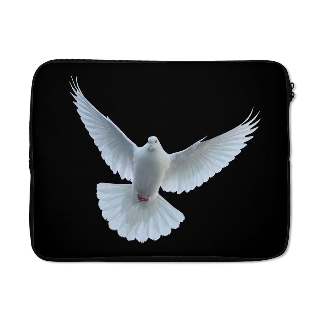 MuchoWow Laptop Hülle 17 Zoll Laptoptasche Taube - Vogel - Schwarz - Weiß - Porträt - Zipper - Schutzabdeckung