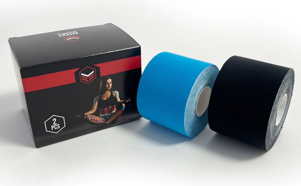 Effekt Manufaktur Kinesiologie Tape – 500 x 5 cm – in schwarz und blau