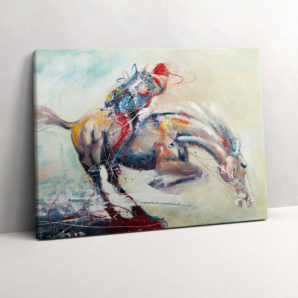 Galoppierende Pferde Illustration – Leinwandbild Wandbild – 80x60 cm – Leinwandbilder – Wandbilder – Schlafzimmer – Flur