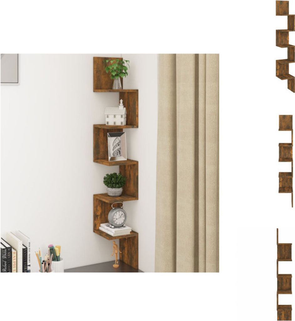 vidaXL Wand-Eckregal Räuchereiche 20x20x127,5 cm Holzwerkstoff - Wandregale