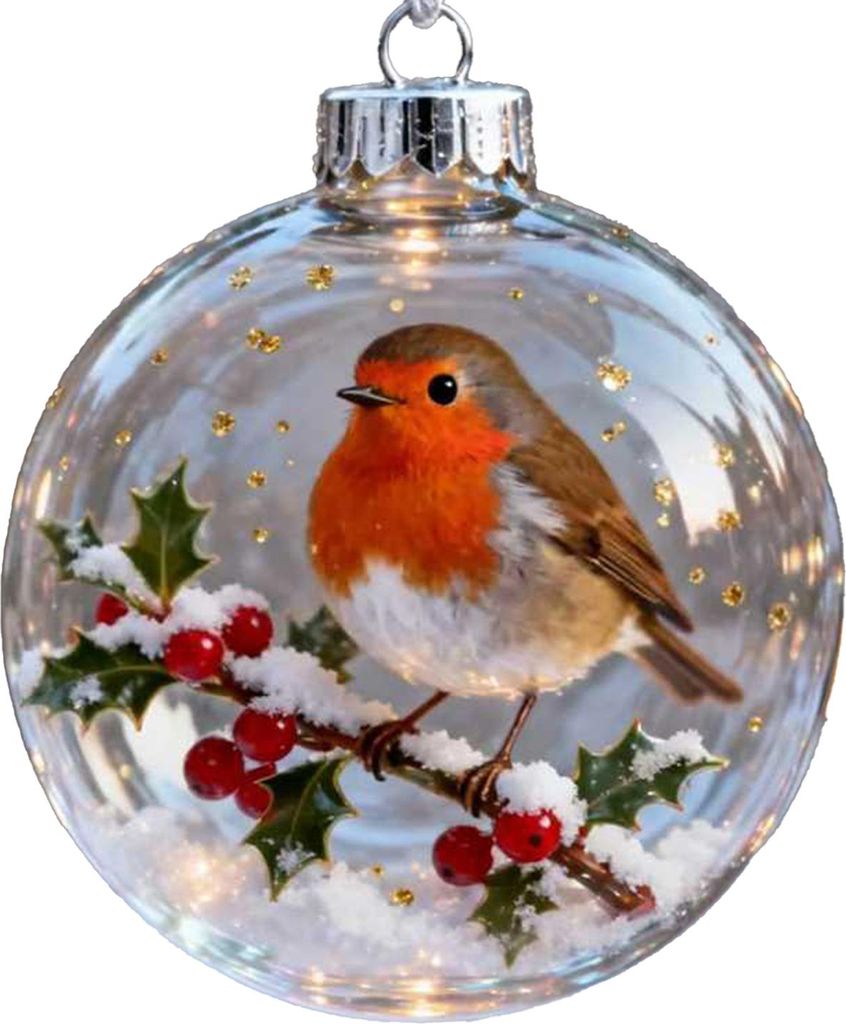 Vogel-Weihnachtskugel aus Kristallglas und transparentem Kunststoff – ein wunderschönes Geschenk für die Weihnachtszeit. Ideal als Weihnachtsba...
