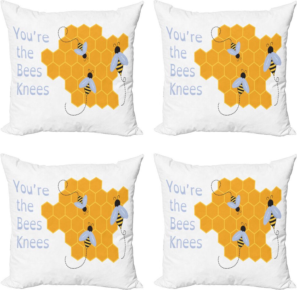 ABAKUHAUS honey Bee Kissenbezug Set (4 Stück), Du bist etwas Großartiges, Moderner Doppelseitiger Digitaldruck, 50 cm x 50 cm, Orange Ceil Blau