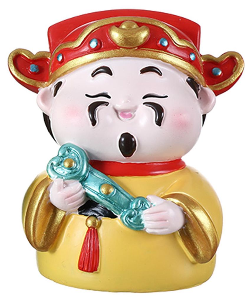 Cartoon-Gott des Reichtums Figur, handbemalt, chinesische Götterstatue aus Kunstharz, Dekoration für Zuhause, Büro oder Schreibtisch