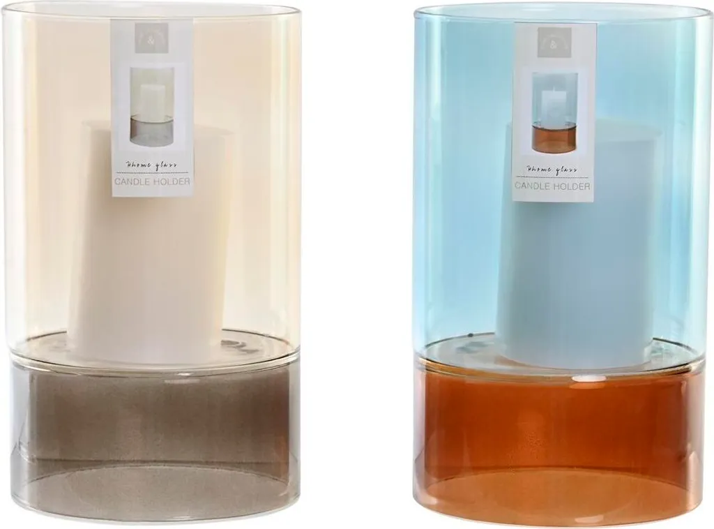 Bougeoir en Cristal Haute Qualité Design Bicolore - Hauteur 21 cm - Set