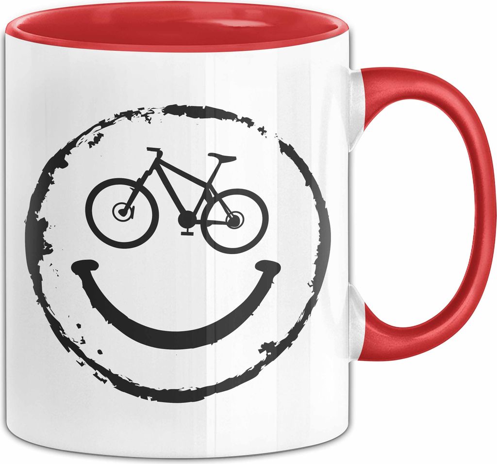 Bike Tasse Fahrrad Rad Geschenk Rennrad Lächeln Geschenkidee Kaffee-Becher (Rot)