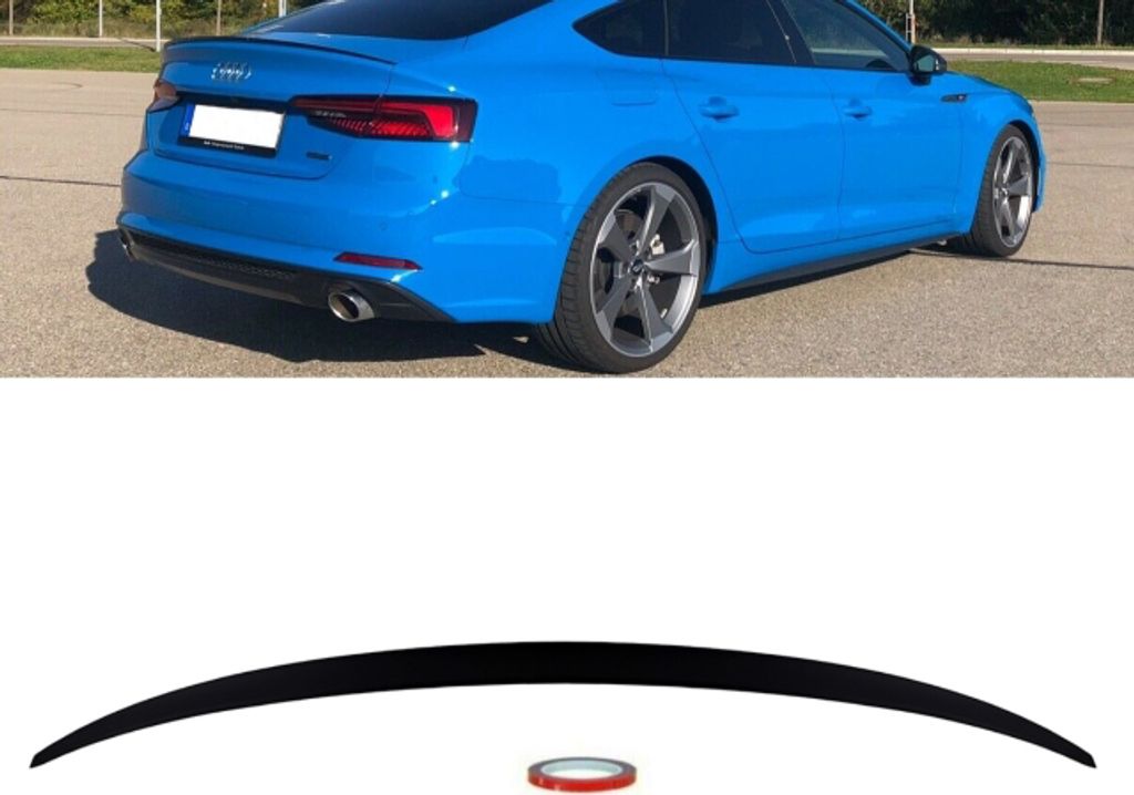 Sport-Heckspoiler Hecklippe Schwarz Matt passt für Audi A5 B9 F5 Sportback 5-Türer auch RS5 + S-Line
