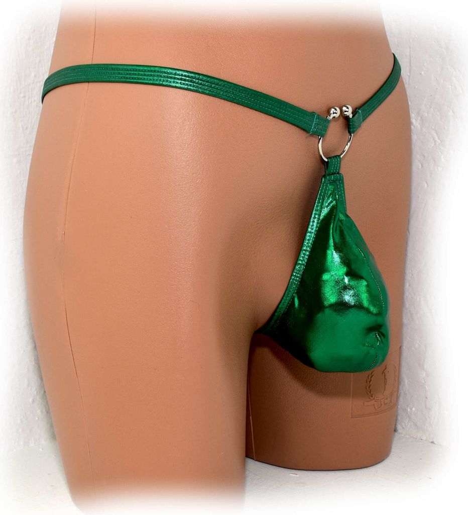 Mens thong bulge pouch thong with ring