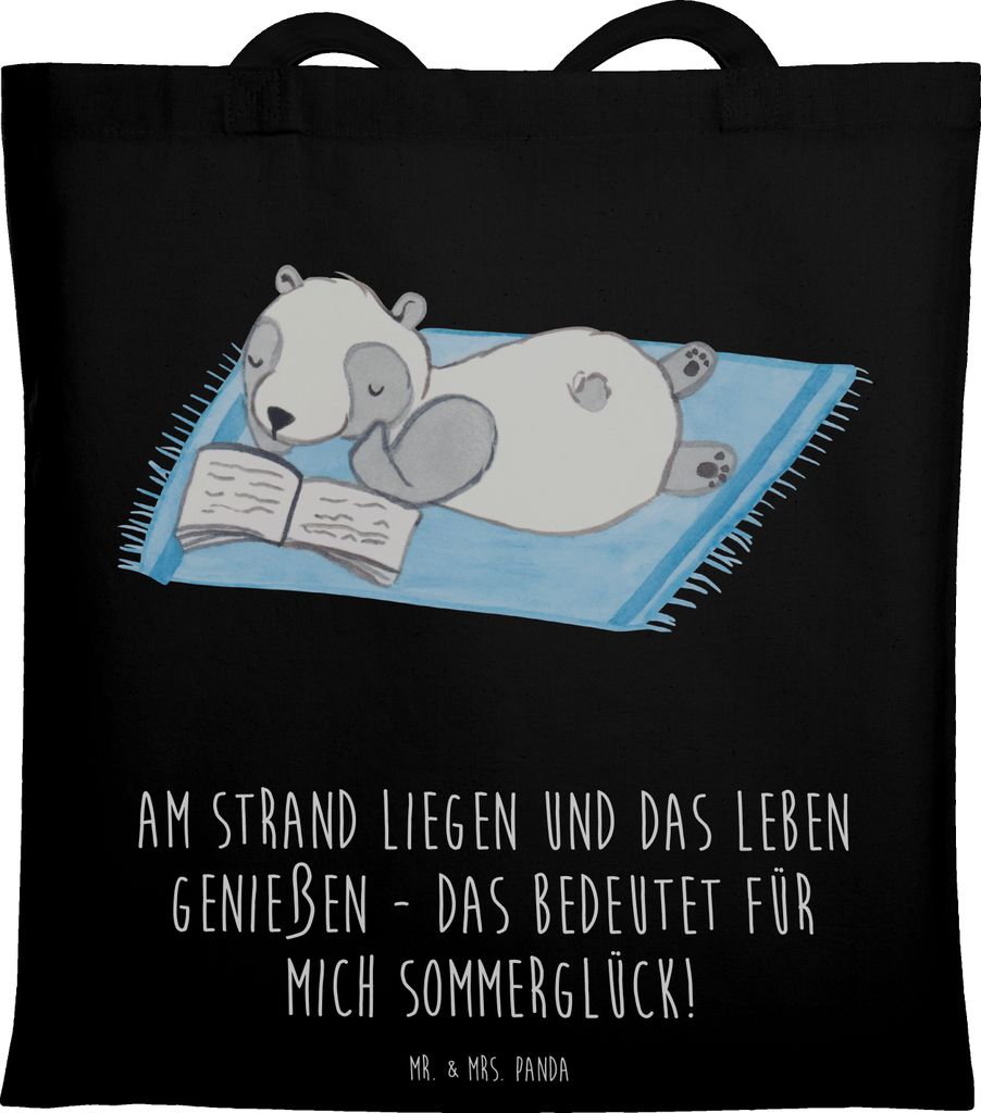 Mr. & Mrs. Panda Tote Bag Sommerglück - Schwarz - Geschenk, Sommerferien Abschiedsgeschenk, Summer Feelings, Strand, Gemütlichkeit, Shopping Tasc...