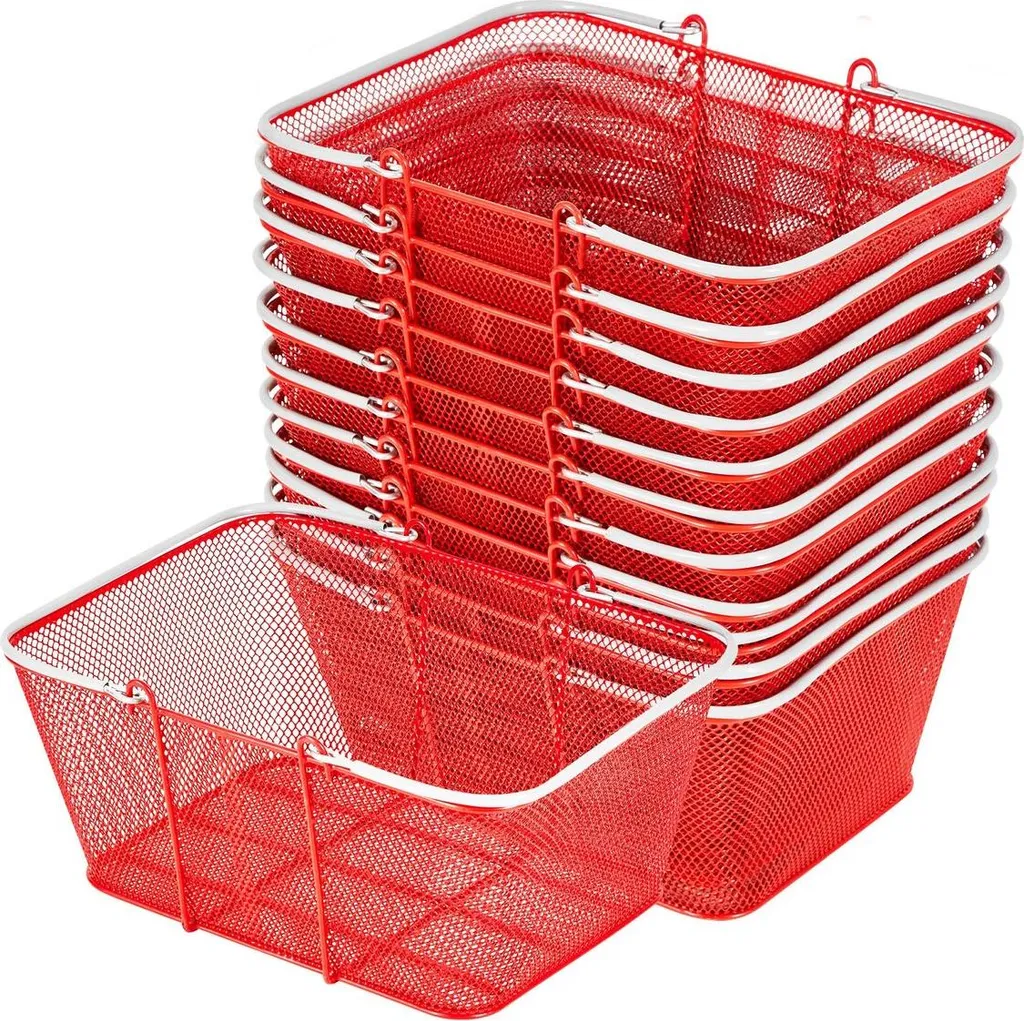 Paniers à provisions 22L en métal rouge lot de 12 pièces empilables