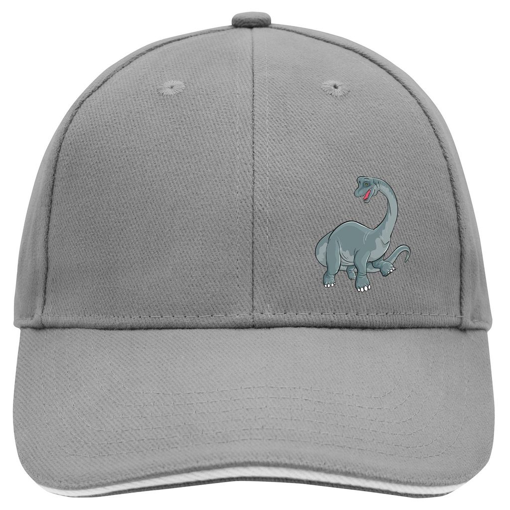 Huuraa Cappy Mütze Brachiosaurus Dinosaurier Dark Grey/White Baumwolle 6-Panel Kappe Geschenkidee