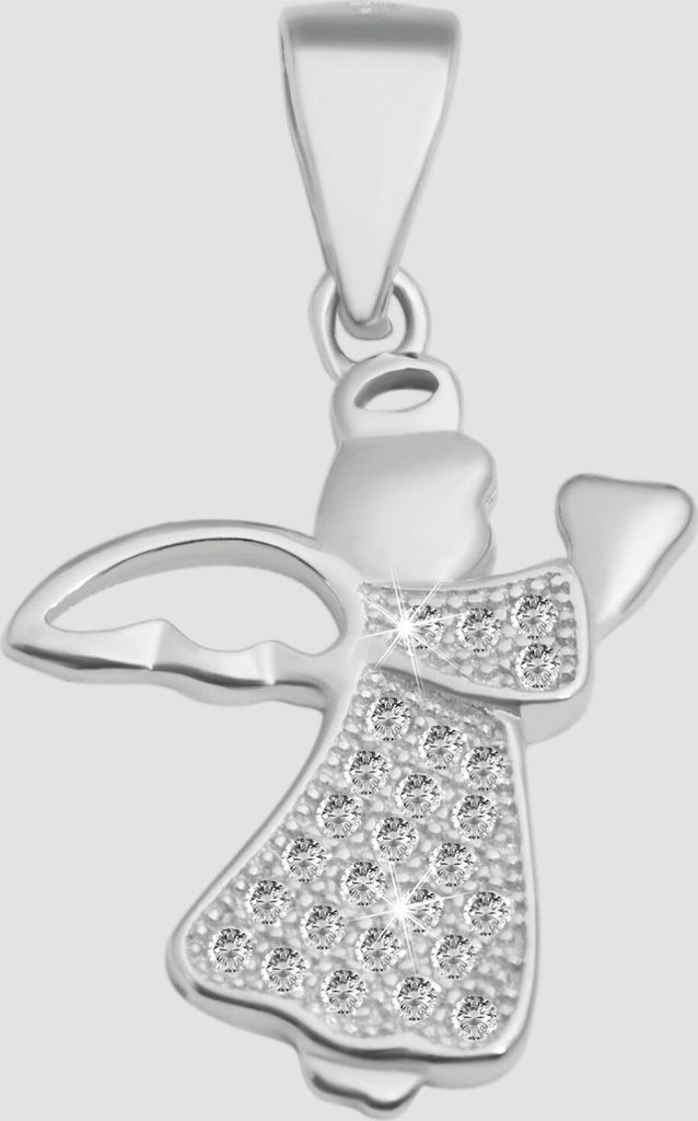 Ketten-Anhänger 925er Silber Rhodiniert Schutzengel Strass Engel