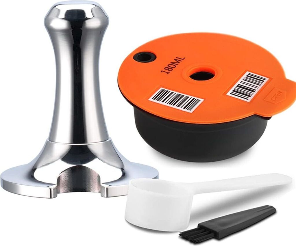 Wiederverwendbarer Kaffeefilter, nachfüllbare Kaffeepads 180 ml mit Tamper, wiederverwendbare Kunststoffkapseln für Zubehör für Kaffeemaschinen...