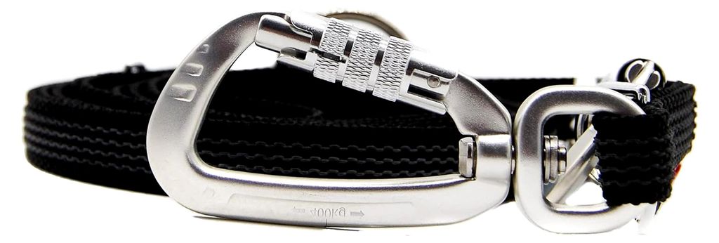 Dreifach verstellbare Hundeleine gummiert 15 mm breit mit Sicherheitskarabiner 3 Meter Schwarz