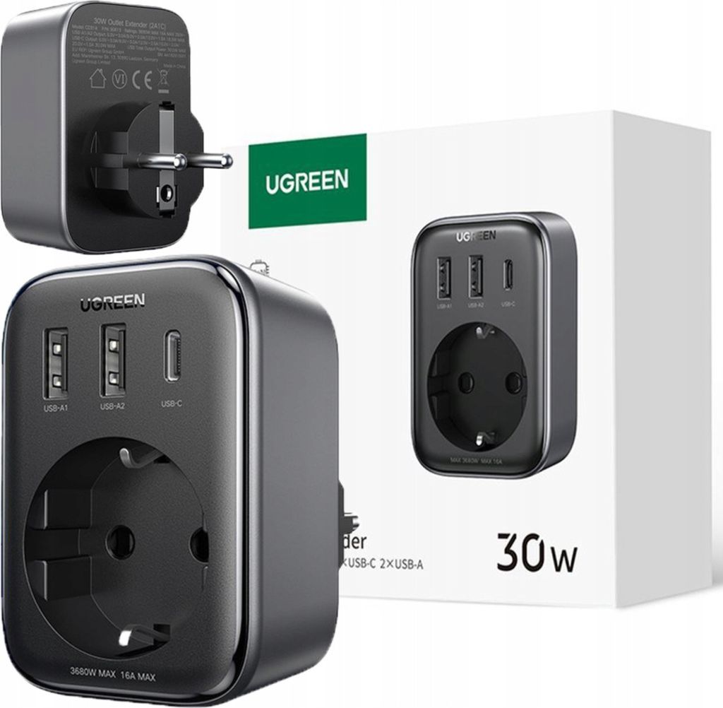 Ugreen 90613, Vnútorný, AC, Čierna Obrázok produktu 