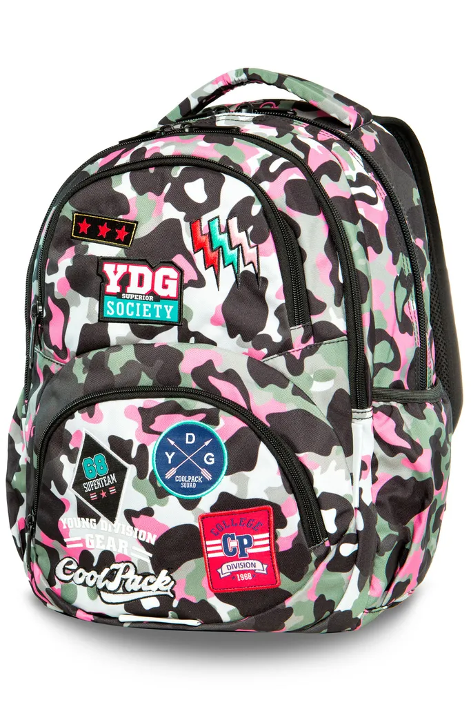 Coolpack Dart XL 27L Camo Pink Badges - Sac à dos ergonomique et léger