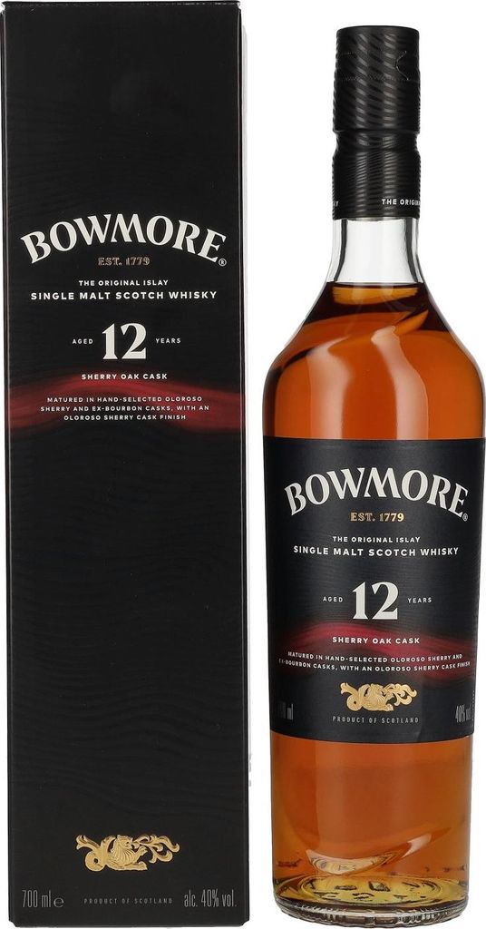 Bowmore 12 Years Sherry Oak + Box 700ml 40 % Vol.
