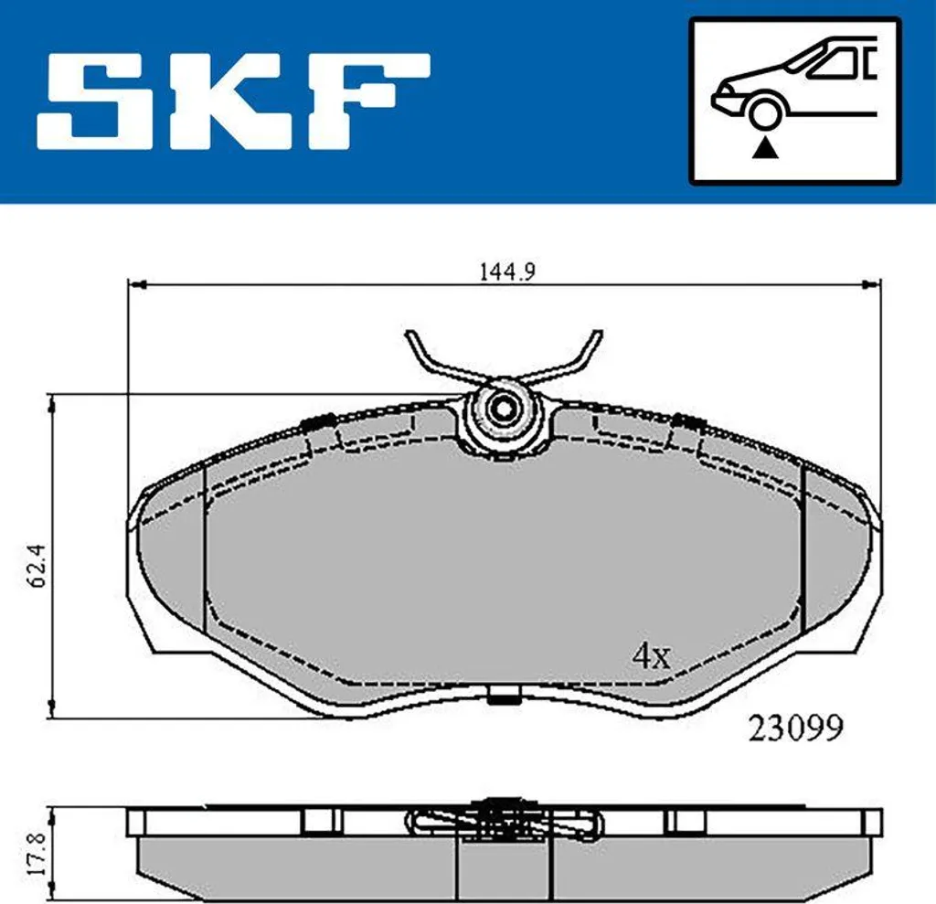 SKF VKBP80034 Jeu de Plaquettes de Frein à Disque OE 4414021 Trafic