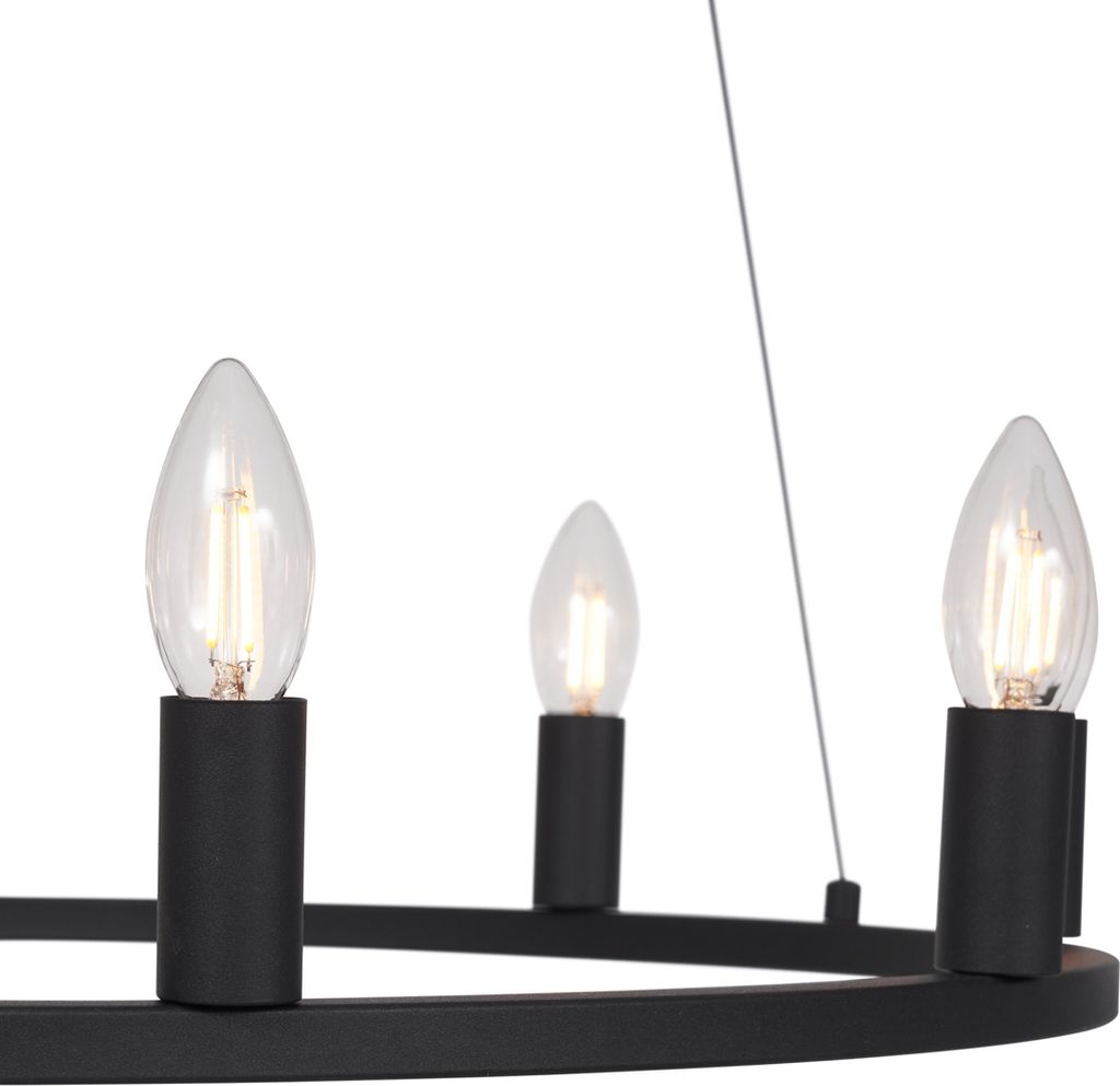 QAZQA - Industrie I Vintage I Industrie I Vintage I Hängelampe I Pendellampe I Pendelleuchte schwarz 9-flammig - Knight I Wohnzimmer I Schlafzimme...