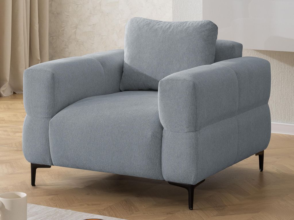 Cardea - Moderner Sessel in Bubble-Optik aus weichem Grau Strukturstoff mit hohem Sitzkomfort