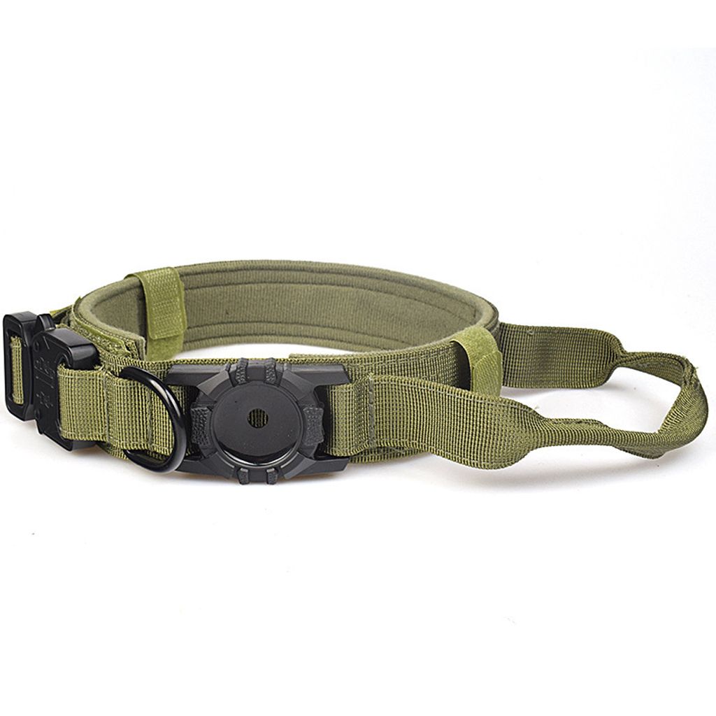 INF AirTag kompatibler Haustierhalsband aus TPU und Nylon in Schwarz mit verstellbarer Größe für sicheren Halt Grün M