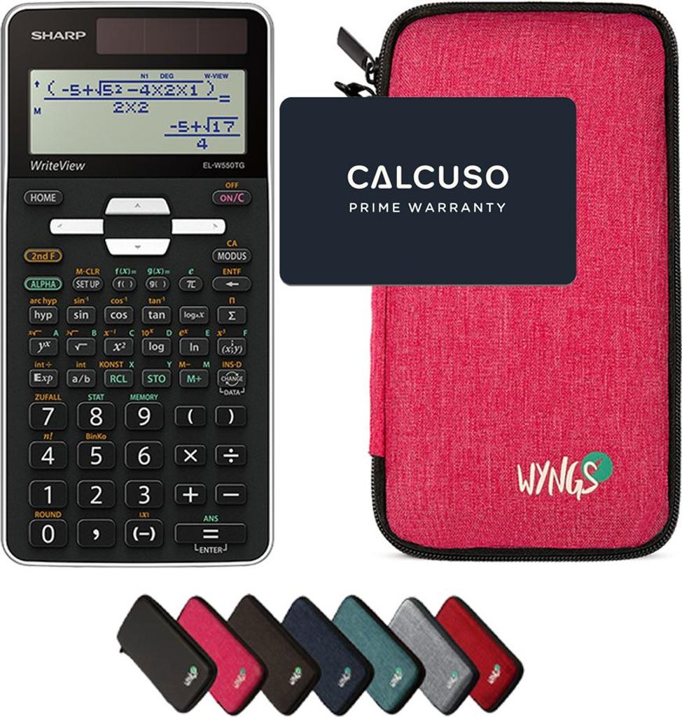 Sharp EL-W550TG inkl. WYNGS Schutztasche Pink - Wissenschaftlicher Taschenrechner - Basic Set
